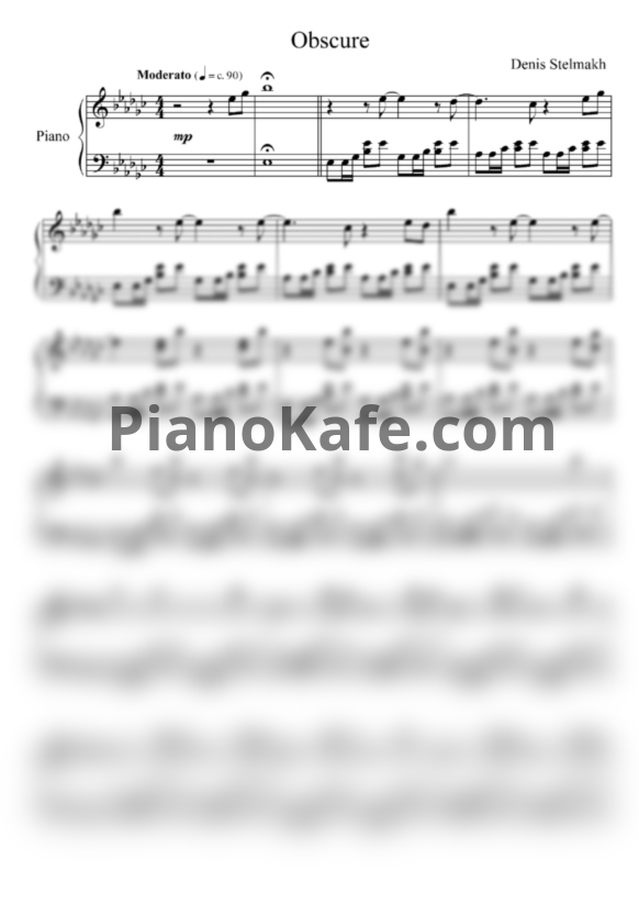 Ноты Denis Stelmakh - Obscure - PianoKafe.com