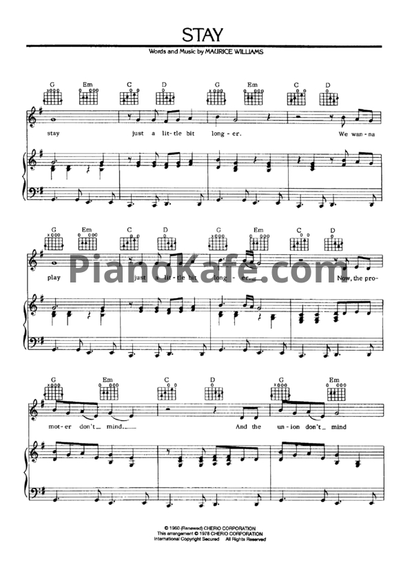 Ноты Jackson Browne - Stay - PianoKafe.com