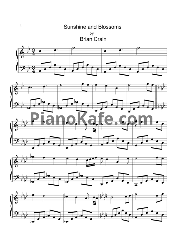 Ноты Brian Crain - Sunshine and blossoms - PianoKafe.com