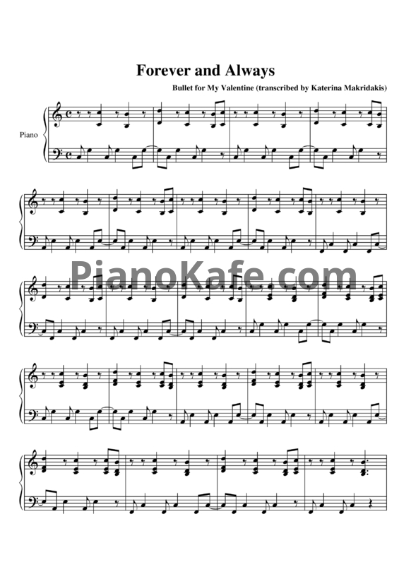 Ноты Bullet for My Valentine - Forever and always - PianoKafe.com
