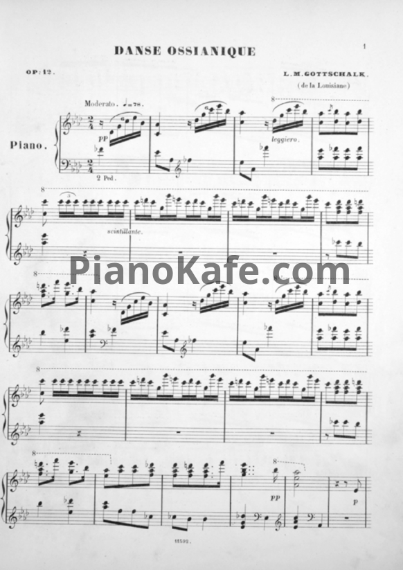 Ноты Луи Моро Готшалк - Danse ossianique (Op. 12) - PianoKafe.com