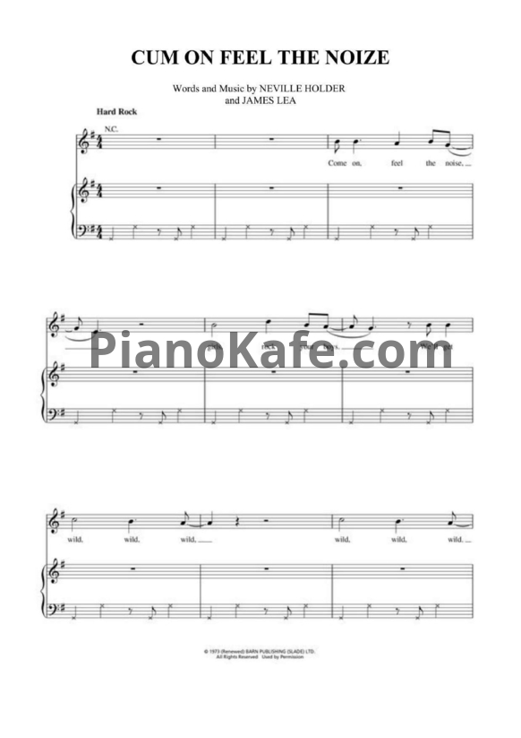 Ноты Quiet Riot - Come on feel the noize - PianoKafe.com