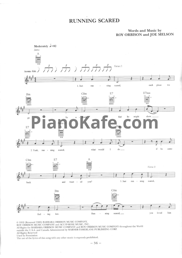 Ноты Roy Orbison - Running scared - PianoKafe.com