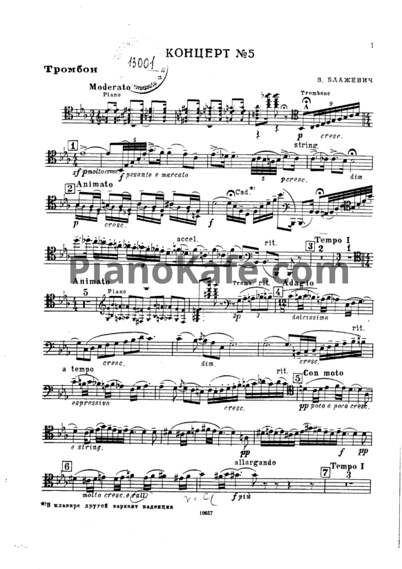 Ноты В. Блажевич - Концерт №5 - PianoKafe.com