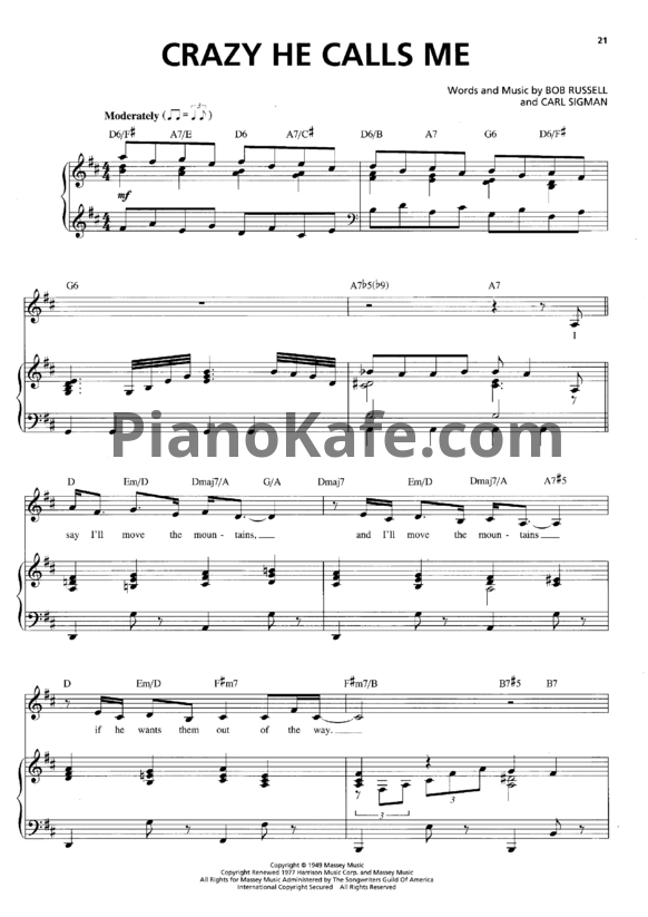Ноты Billie Holiday - Crazy he calls me - PianoKafe.com