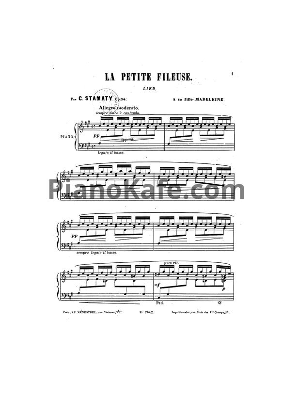 Ноты Камиль Стамати - La petite fileuse (Op. 35) - PianoKafe.com