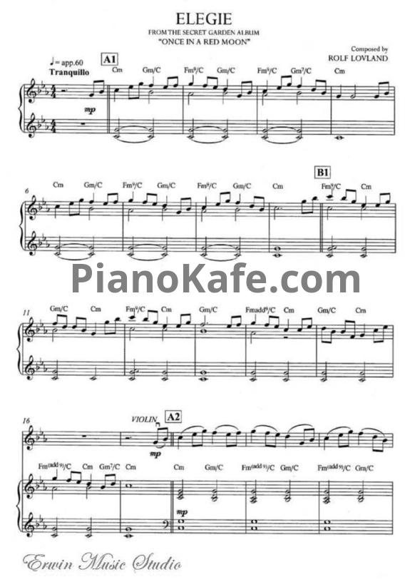 Ноты Secret Garden - Elegie (для пианино и скрипки) - PianoKafe.com