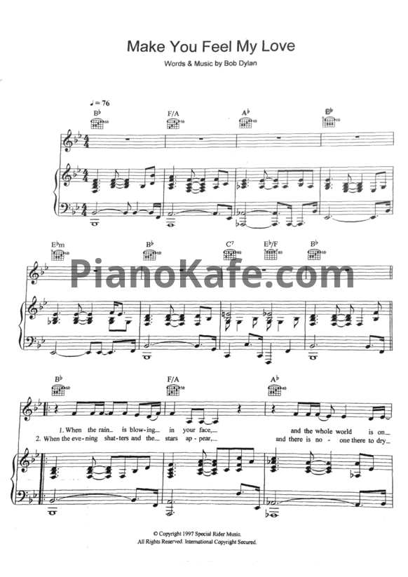 Ноты Bob Dylan - Make you feel my love - PianoKafe.com