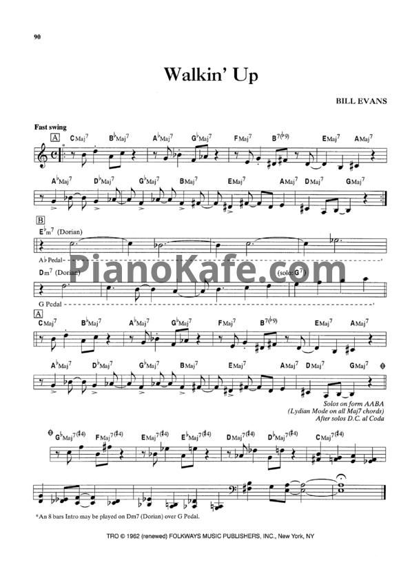 Ноты Bill Evans - Walkin' up - PianoKafe.com