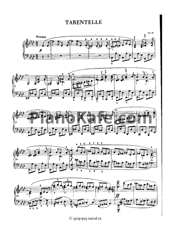 Ноты Фредерик Шопен - Тарантелла (Op. 43) - PianoKafe.com