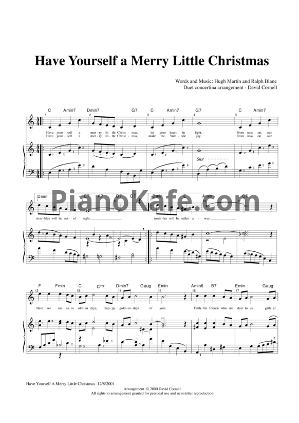 Ноты Frank Sinatra - Have Yourself a Merry Little Christmas (Версия 2) - PianoKafe.com
