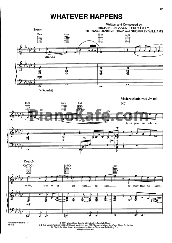 Ноты Michael Jackson - Whatever happens - PianoKafe.com