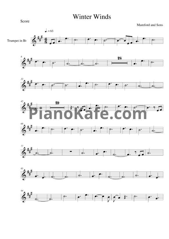 Ноты Mumford & Sons - Winter winds - PianoKafe.com