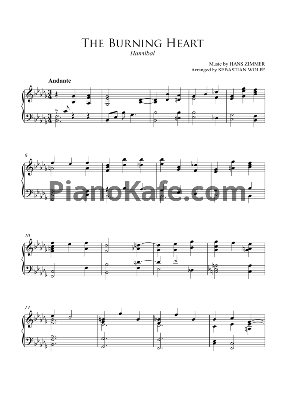 Ноты Hans Zimmer - The burning heart - PianoKafe.com