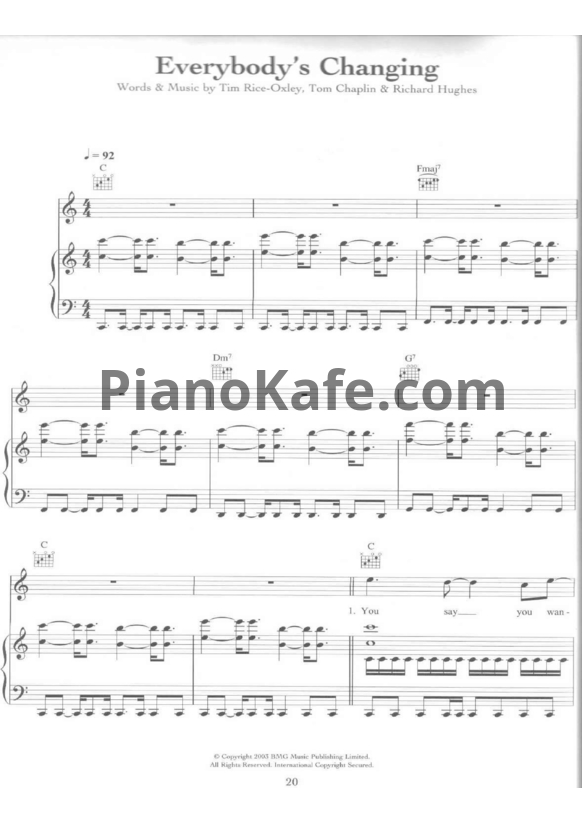 Ноты Keane - Everybody's changing - PianoKafe.com