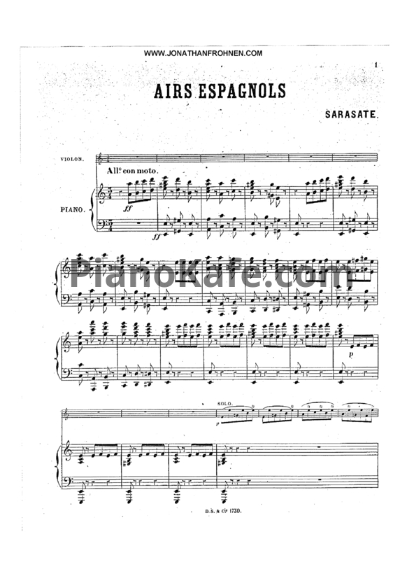 Ноты Пабло де Сарасате - Испанские арии (Соч. 18) - PianoKafe.com