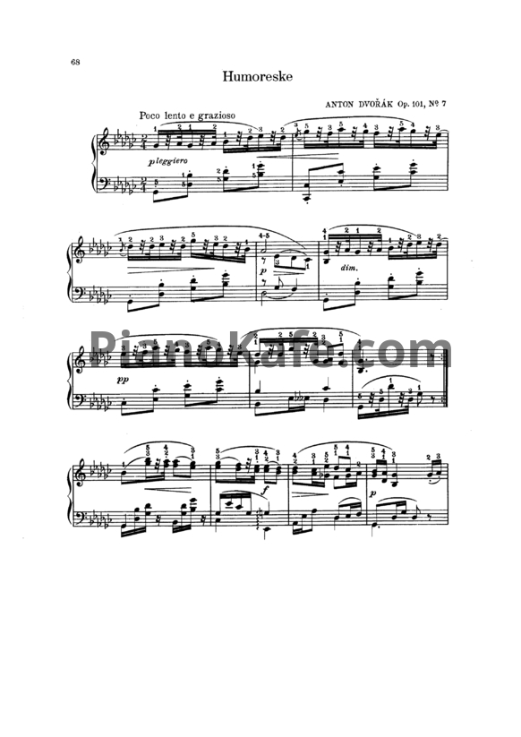 Ноты А. Дворжак - Юмореска (Op. 101 №7) - PianoKafe.com