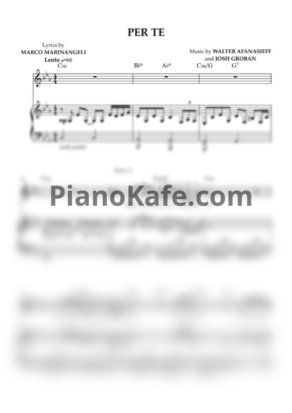 Ноты Josh Groban - Per te - PianoKafe.com
