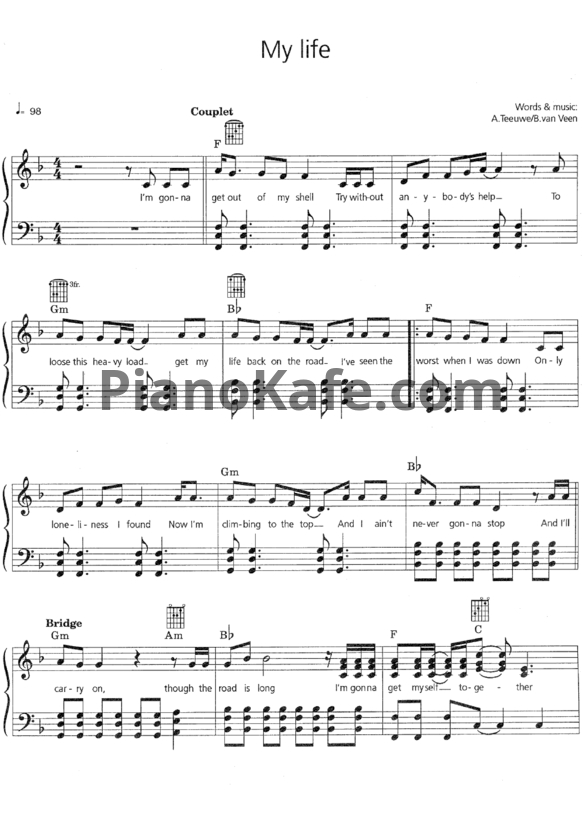Ноты Anouk - My life (Piano solo) - PianoKafe.com