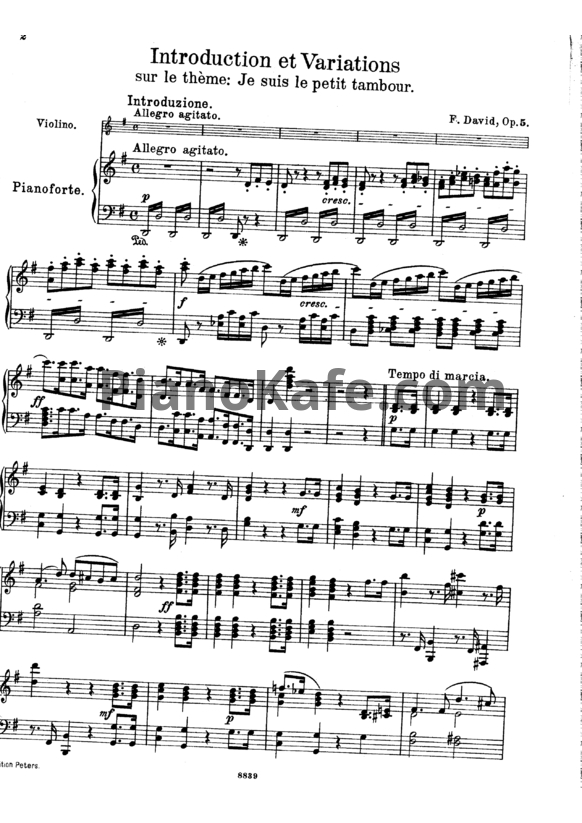 Ноты Ф. Давид - Introduction et variations sur "Je suis le petit tambour" (Op. 5) - PianoKafe.com
