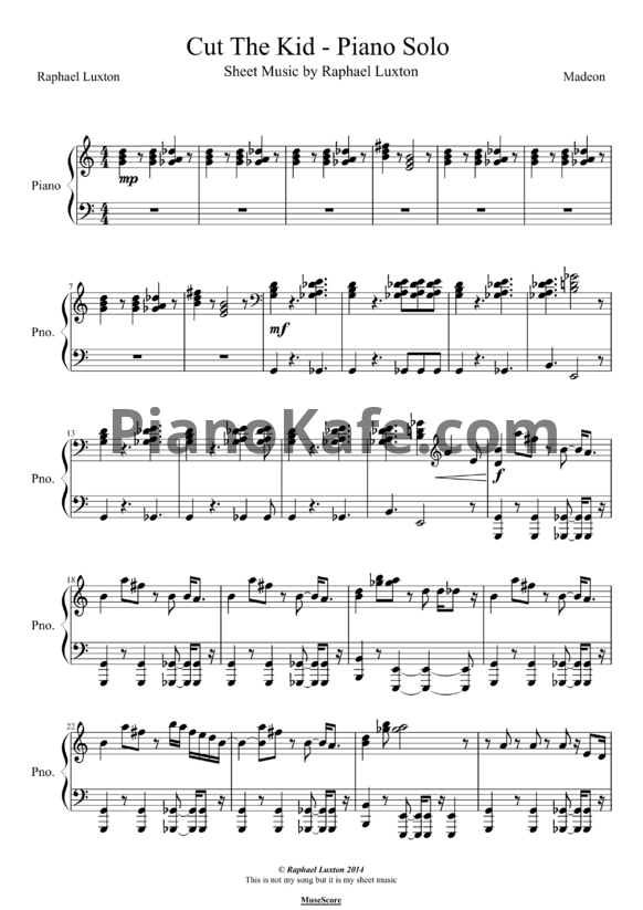 Ноты Madeon - Cut the kid - PianoKafe.com
