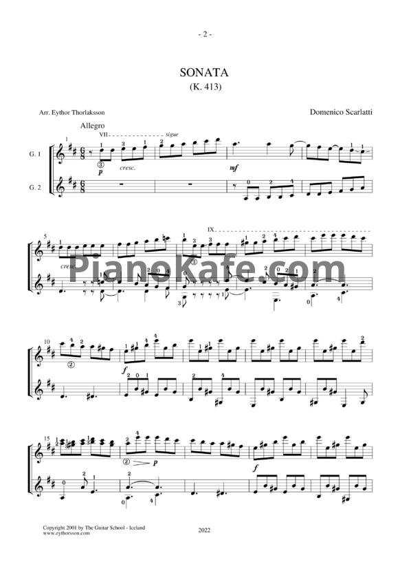 Ноты Д. Скарлатти - Соната K413 - PianoKafe.com