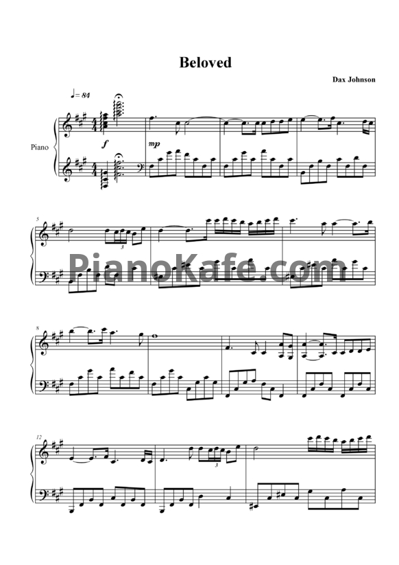 Ноты Dax Johnson - Beloved - PianoKafe.com