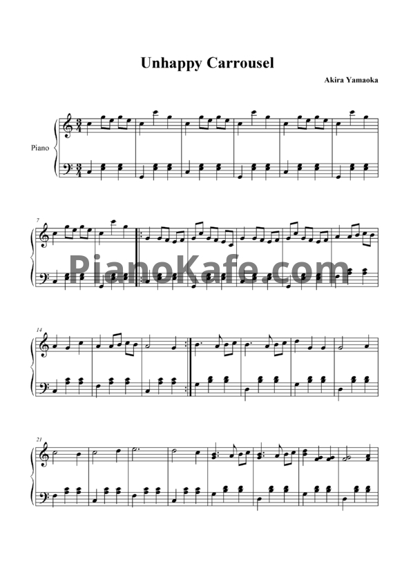 Ноты Akira Yamaoka - Unhappy carousel - PianoKafe.com