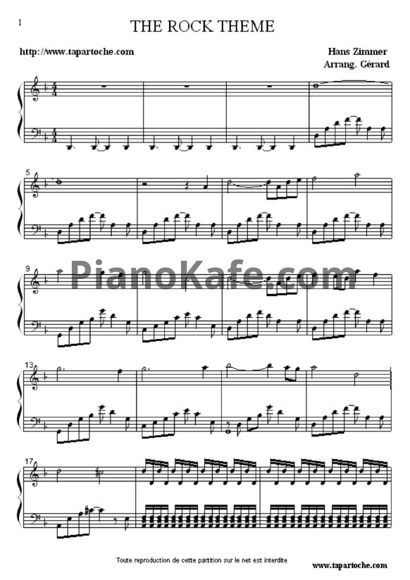 Ноты Hans Zimmer - The rock - PianoKafe.com