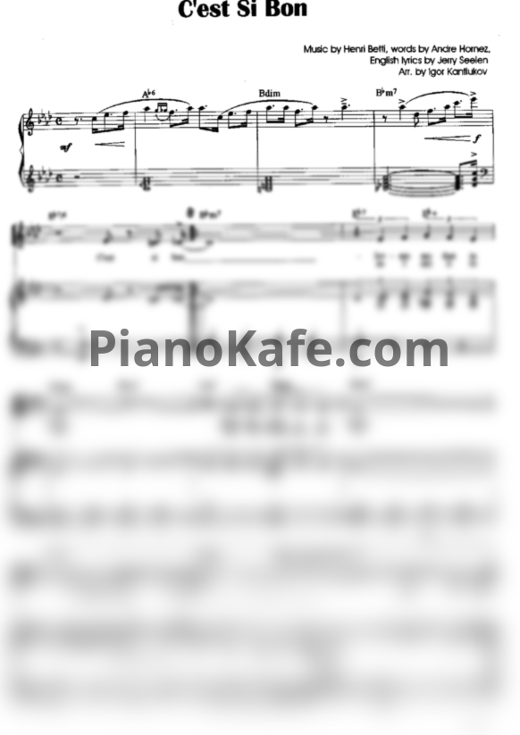 Ноты Henri Betti - Oh c'est si bon - PianoKafe.com