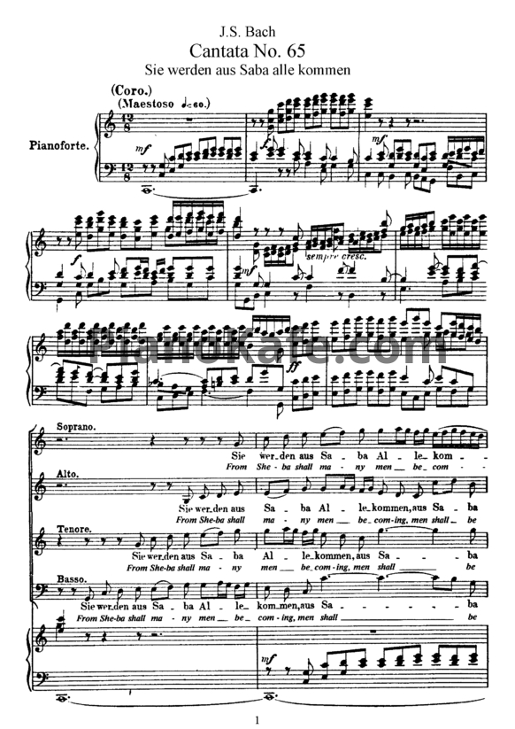 Ноты И. Бах - Кантата №65 "Sie werden aus saba alle kommen" (BWV 65) - PianoKafe.com