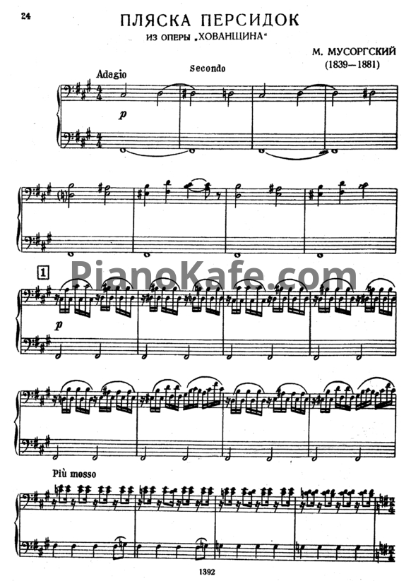 Ноты Модест Мусоргский - Пляска Персидок (для фортепиано в 4 руки) - PianoKafe.com