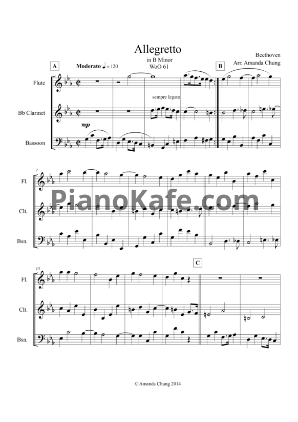 Ноты Л. Бетховен - Аллегретто си минор WoO 61 (Партитура) - PianoKafe.com