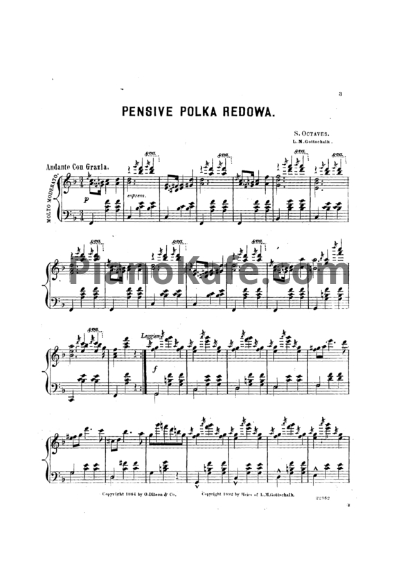 Ноты Луи Моро Готшалк - Pensive (Op. 68) - PianoKafe.com