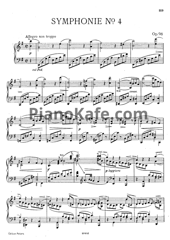 Ноты И. Брамс - Симфония №4 ми минор (Op. 98). Клавир - PianoKafe.com