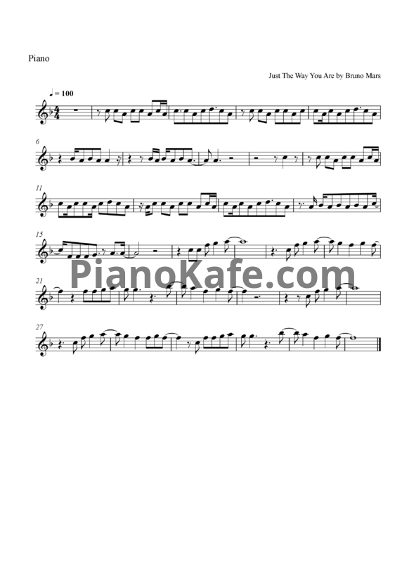Ноты Bruno Mars - Just the way you are - PianoKafe.com