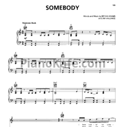 Ноты Bryan Adams - Somebody - предпросмотр