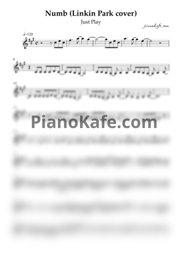 Ноты Just Play - Numb (Linkin Park cover) - PianoKafe.com