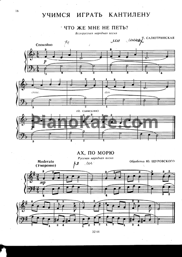 Ноты Т. Салютринская - Что же мне не петь? (Белорусская народная песня) - PianoKafe.com