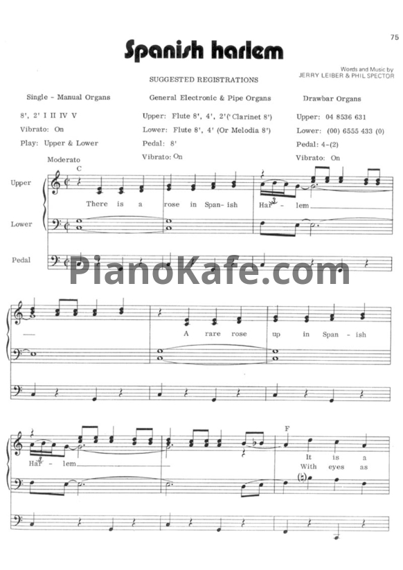 Ноты Elvis Presley - Spanish harlem - PianoKafe.com