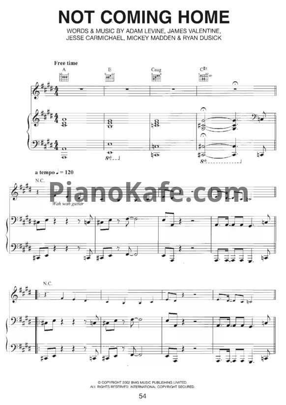 Ноты Maroon 5 - Not coming home - PianoKafe.com