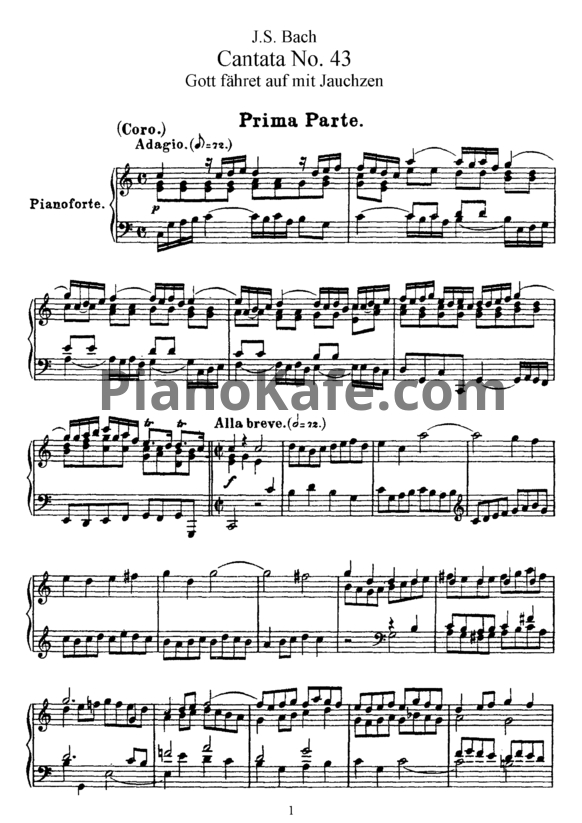 Ноты И. Бах - Кантата №43 "Gott fahret auf mit jauchzen" (BWV 43) - PianoKafe.com
