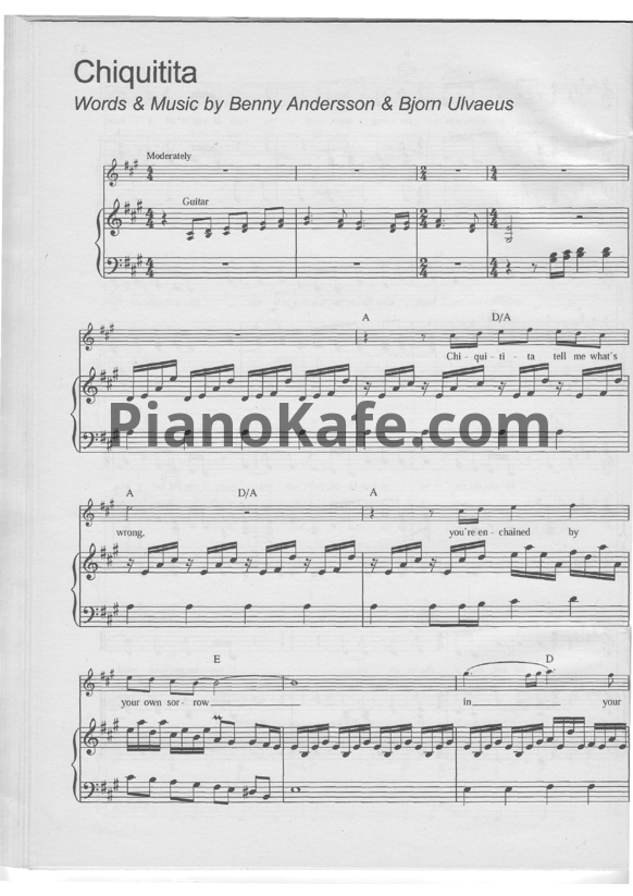 Ноты Abba - Chiquitita (Версия 2) - PianoKafe.com