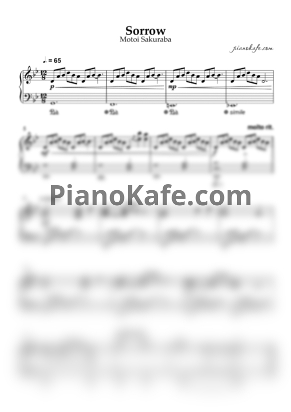 Ноты Motoi Sakuraba - Sorrow - PianoKafe.com