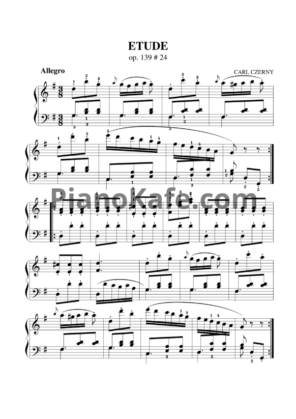 Ноты Карл Черни - Этюд №2 (Соч.139, №24) - PianoKafe.com