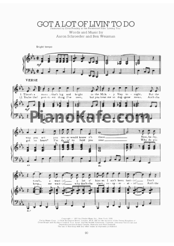 Ноты Elvis Presley - Got a lot of livin' to do - PianoKafe.com