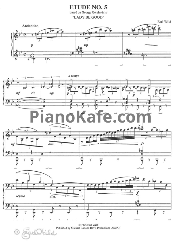 Ноты Earl Wild - Etude №5 based on George Gershwin's "Lady be good" - PianoKafe.com