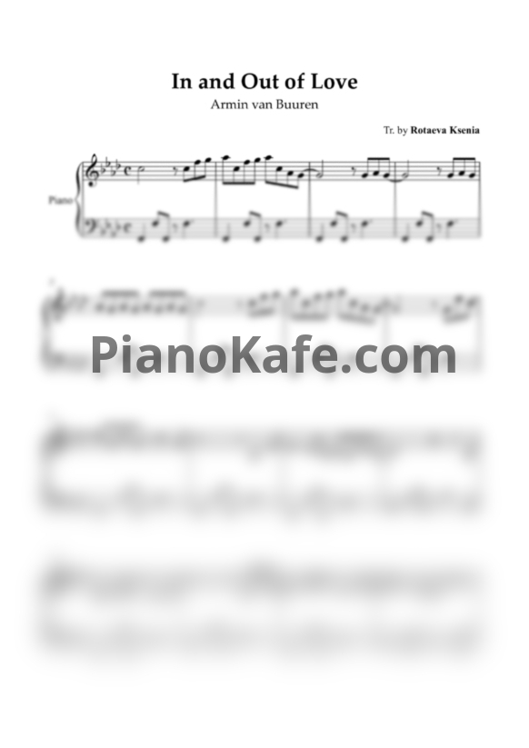 Ноты Armin Van Buuren - In and out of love (Piano cover) - PianoKafe.com