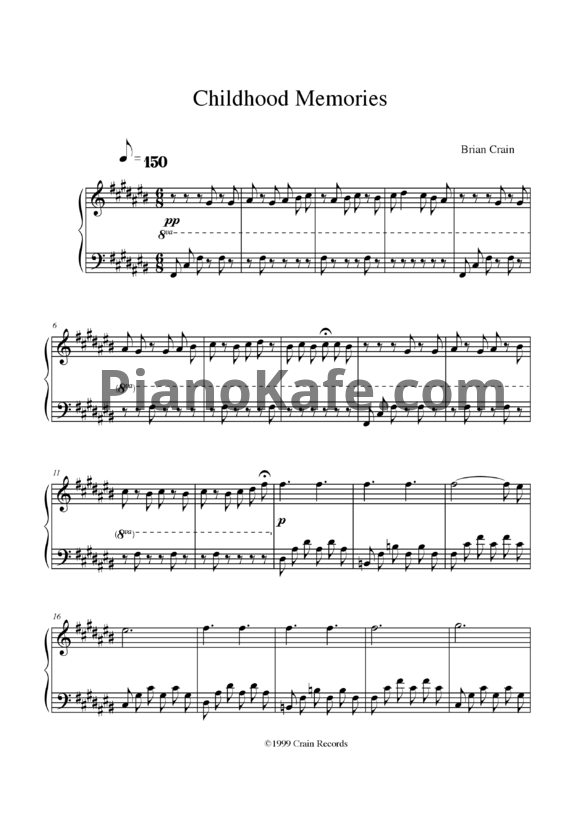 Ноты Brian Crain - Childhood memories - PianoKafe.com
