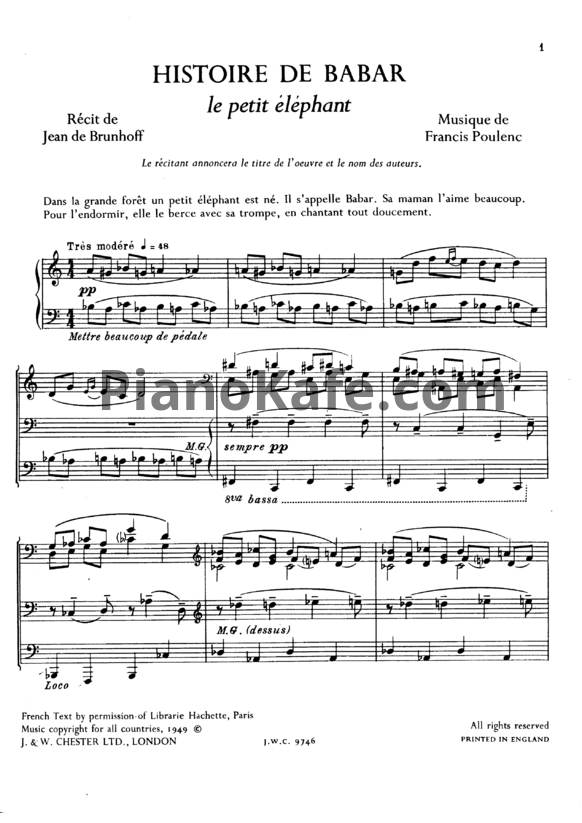 Ноты Франсис Пуленк - История Барбара, маленького слона - PianoKafe.com